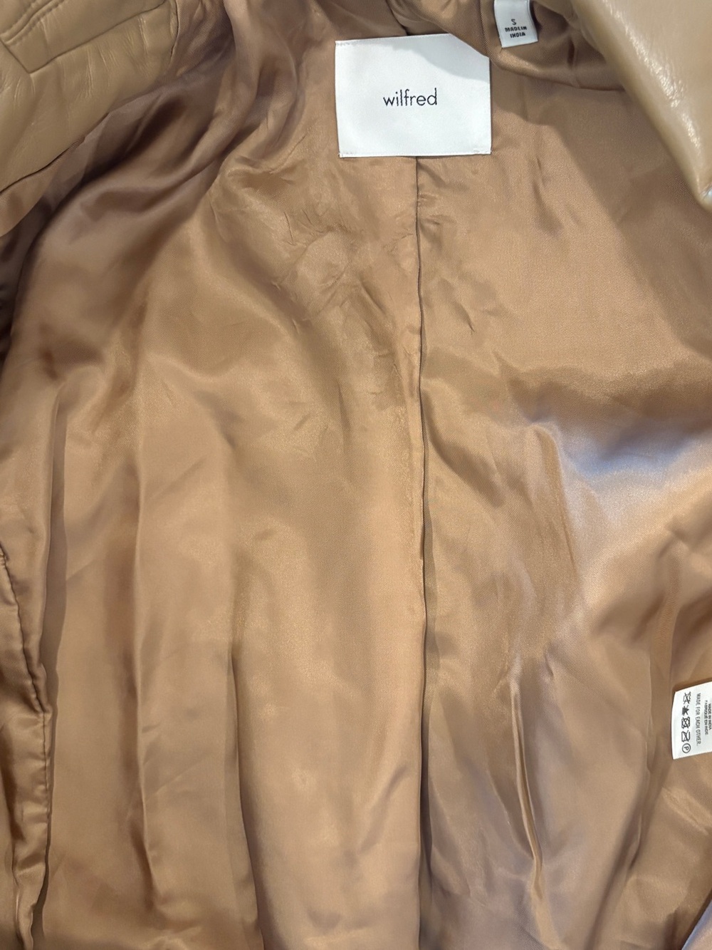 Aritzia Wilfred Memories Vegan Leather Blazer Constant Camel Size S fall season - Picture 12 of 15